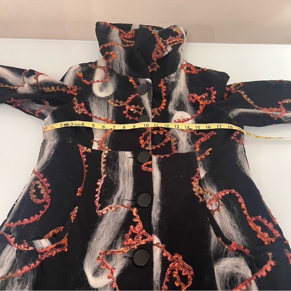 BELLA BLUE Abstract Embroidered Wool Blend Statement Coat - Picture 12 of 16